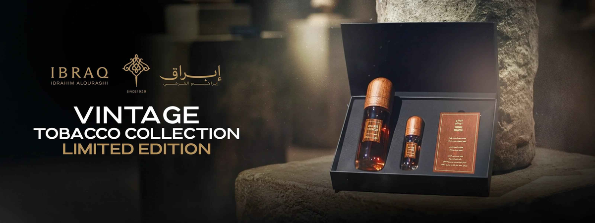 Vintage Tobacco Collection limited edition perfume set with wooden caps in luxury black box