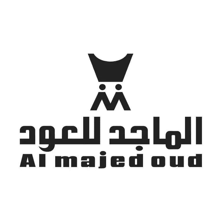 Al Majeed Oud logo with Arabic script and stylized emblem, representing Middle Eastern luxury fragrance brand